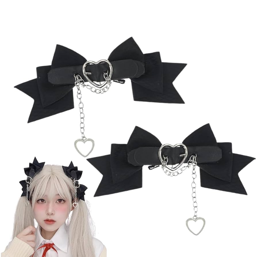 Dimmoire ヘアクリップ 安全ピン フリルリボン Black&White ヘアゴム】安全ピン×フリルリボン【Black】 | DimMoire
